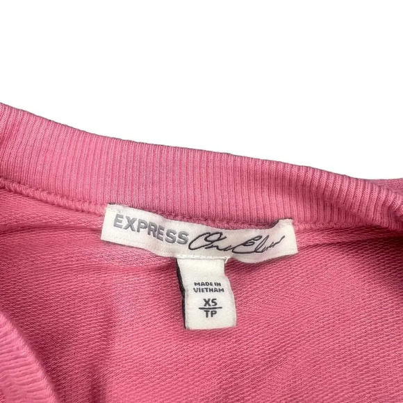 Express Women's XS Pink Ruffle Cold Shoulder Long Sleeve Casual Spring Blouse - Picture 3 of 4